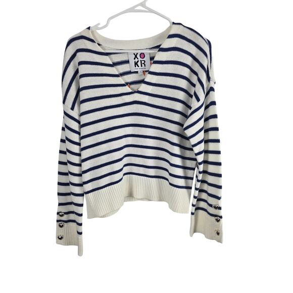 Kerri Rosenthal XOKR Striped Next Smile's On You Sweater Women’s S Embroidered - Picture 2 of 6
